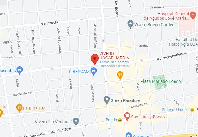 Mapa de ubicación de VIVERO HOGAR JARDIN, Av. Independencia 3774, C1226 AAP, Buenos Aires