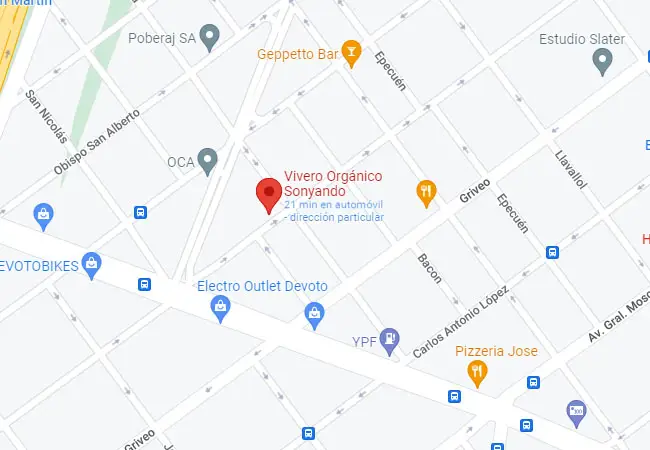 Mapa de ubicación de Vivero Orgánico Sonyando, Ladines 3611, C1419 EYY, Buenos Aires